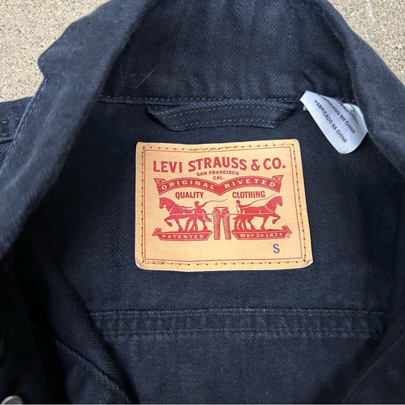 Vintage Levi’s Denim Jacket Mens Small Black Trucker Y2K 2000s Type 3 Workwear - Picture 9 of 10